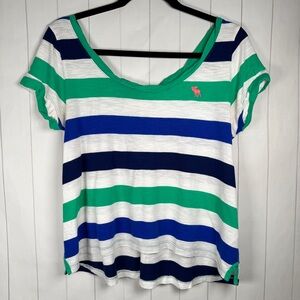 Abercrombie Fitch Y2K Striped Boyfriend Tee School Casual Everyday Comfy Top S